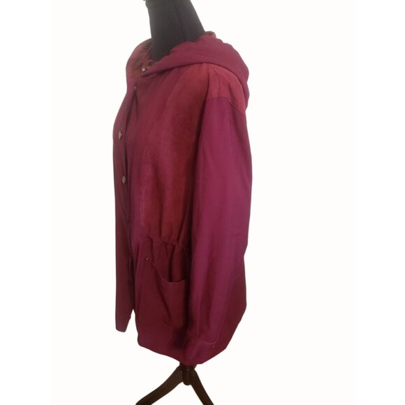 Coldwater Creek Women's Lightweight Hooded Jacket Maroon Size PXL - Picture 4 of 7